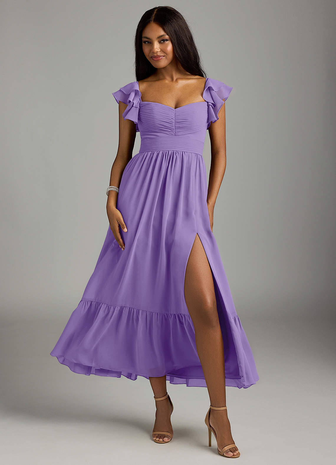 elyessen Anaya Blue Vintage Floral A-Line Sweetheart Neckline Chiffon Dress 5