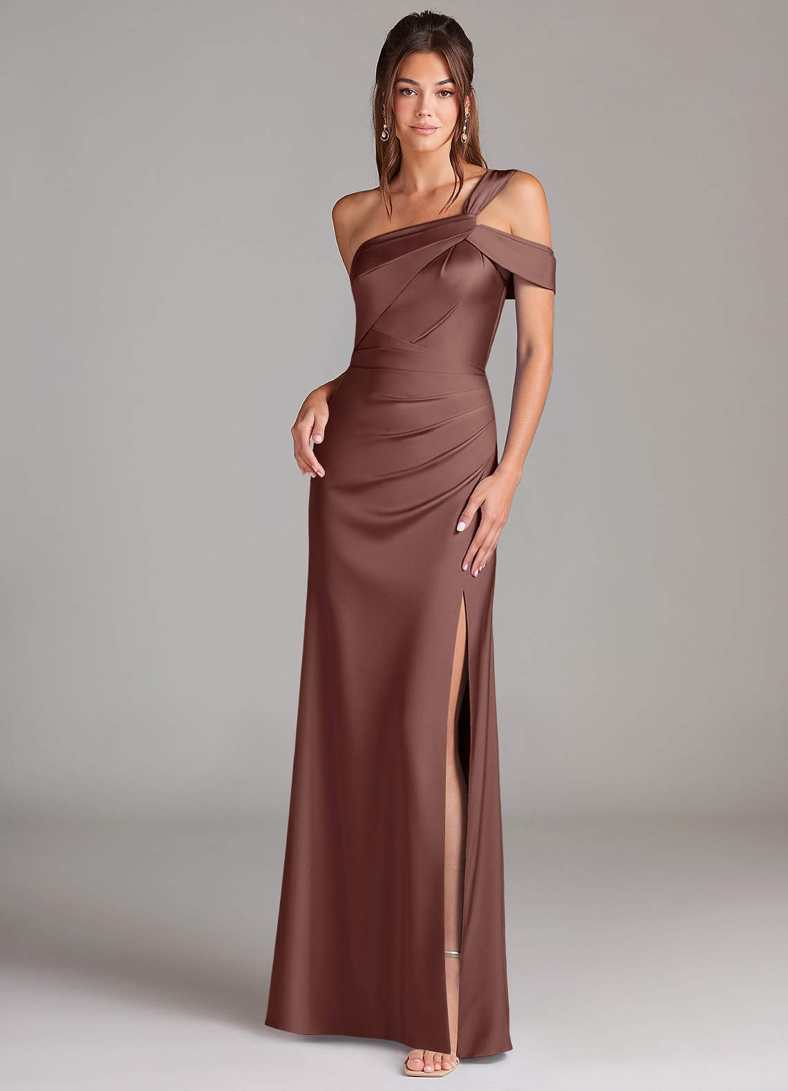 elyessen Wynter Black Sheath One Shoulder Stretch Satin Dress 7