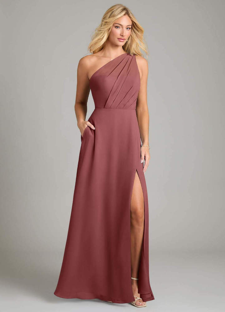 elyessen Phaedra Black A-Line One Shoulder Chiffon Dress 5