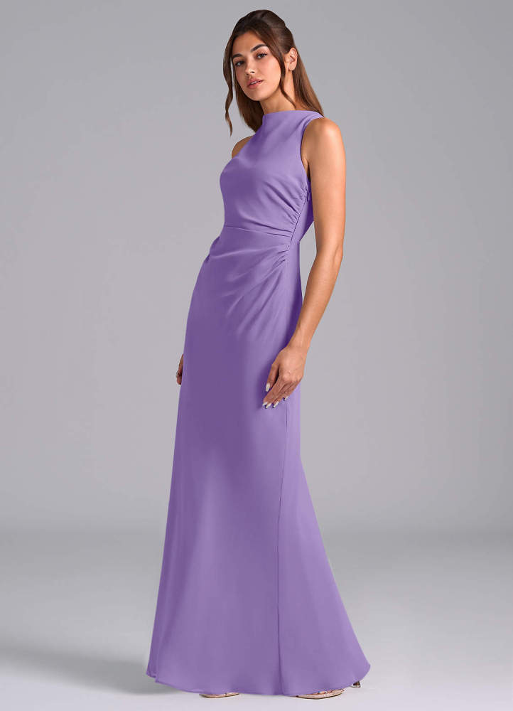 elyessen Evadne Sky Blue Sheath Pleated Chiffon Dress 5