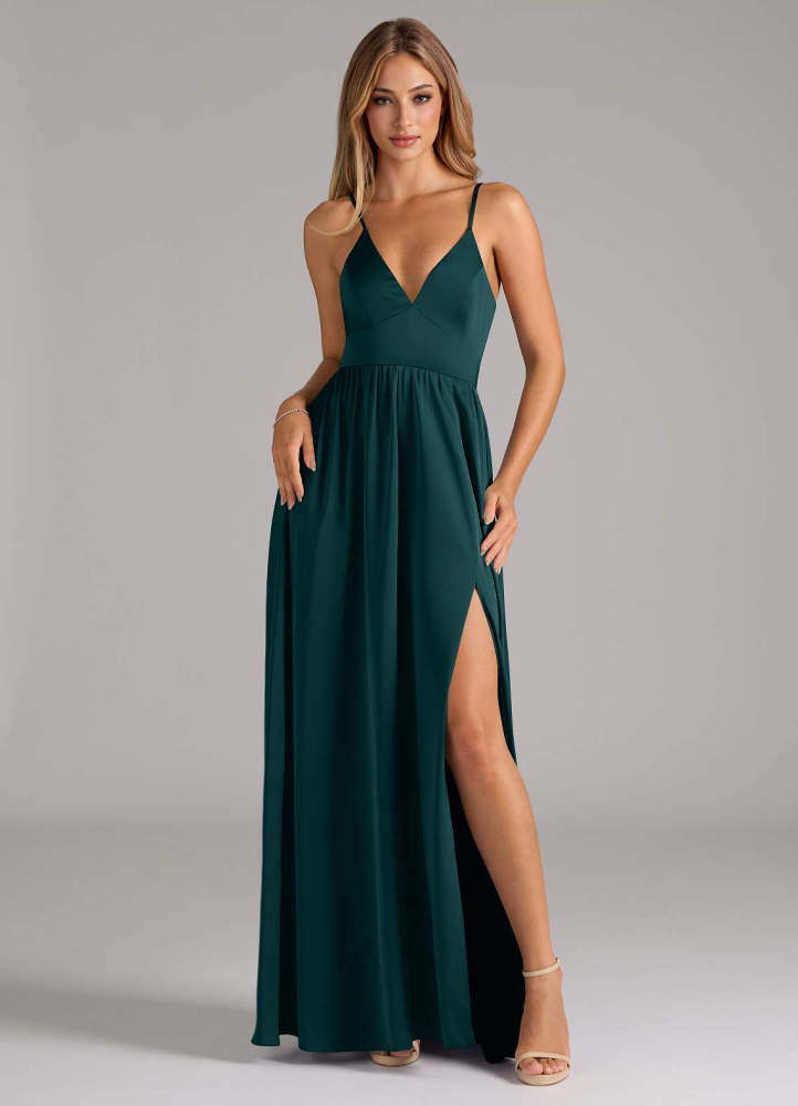 elyessen Aaida Dusty Sage A-Line Corset Stretch Satin Dress 2
