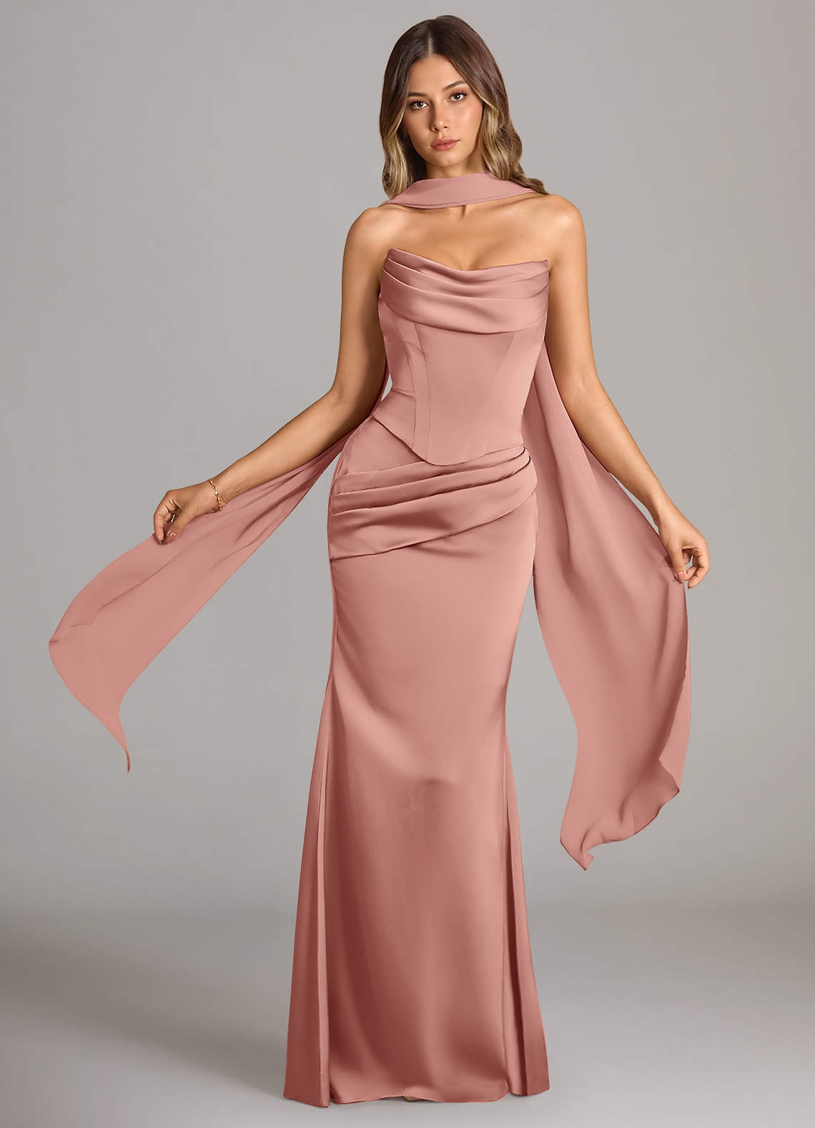 elyessen Sorrel Black Mermaid Strapless Stretch Satin Convertible Dress 4