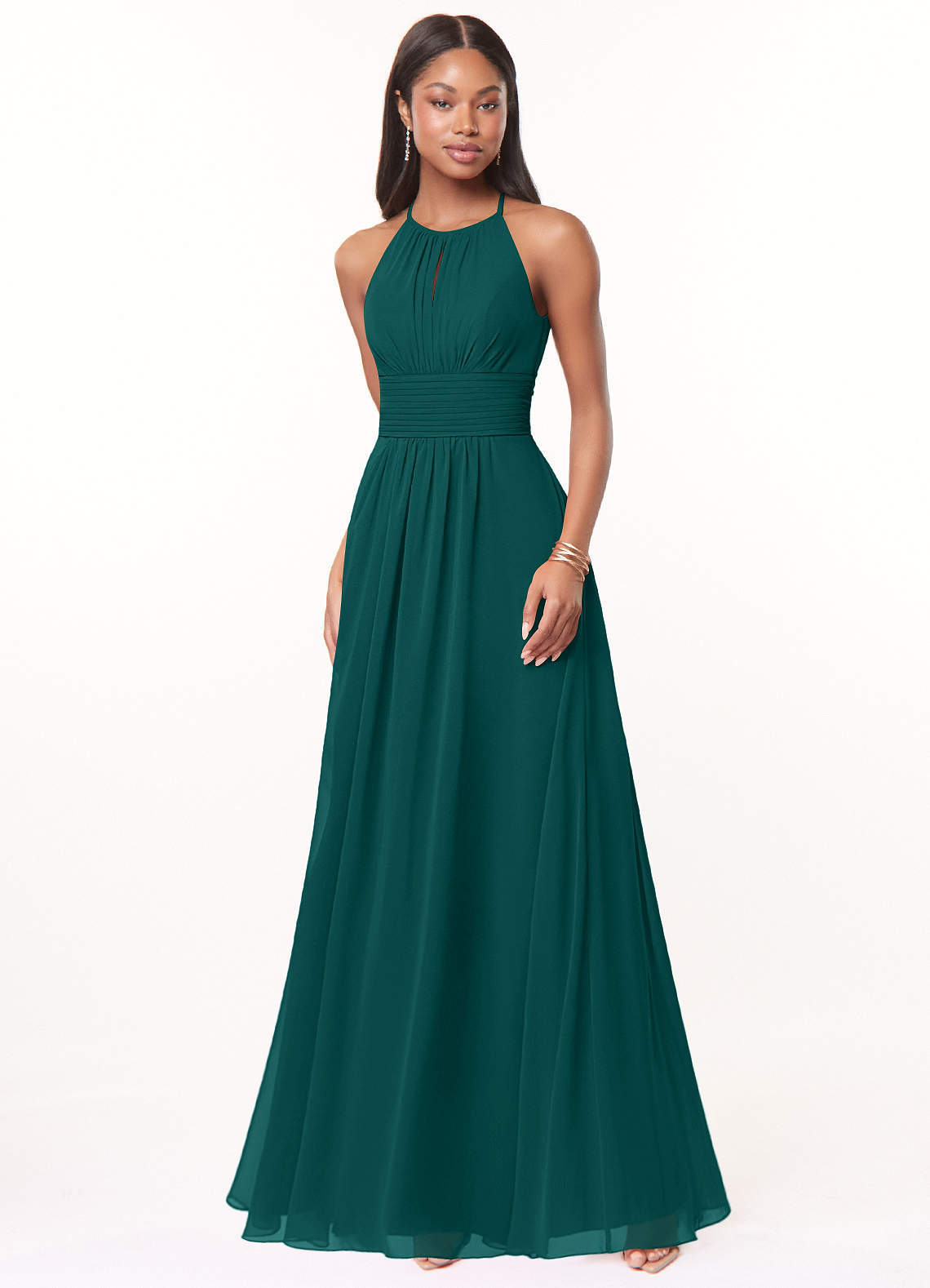elyessen Bonnie Burgundy A-Line Keyhole Ruched Chiffon Dress 2