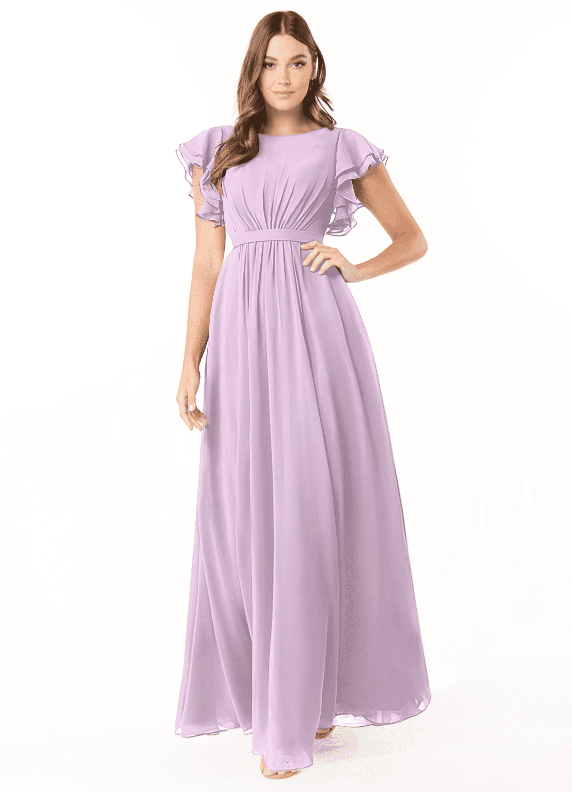 elyessen Daphne A-Line Ruffled Chiffon Floor-Length Dress Eucalyptus 4