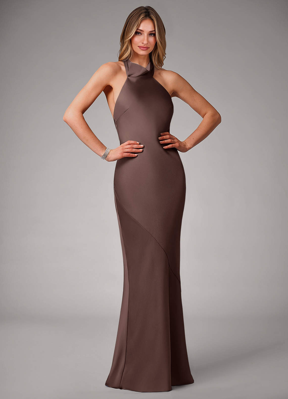 elyessen Velli Black Mermaid High Neck Stretch Satin Dress 8