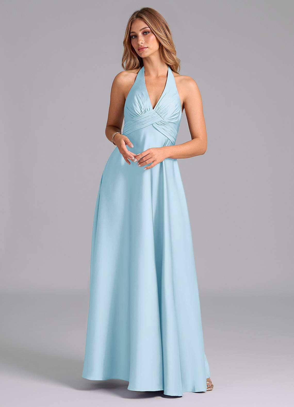 elyessen Tessie Terracotta A-Line Pleated Stretch Satin Dress 2