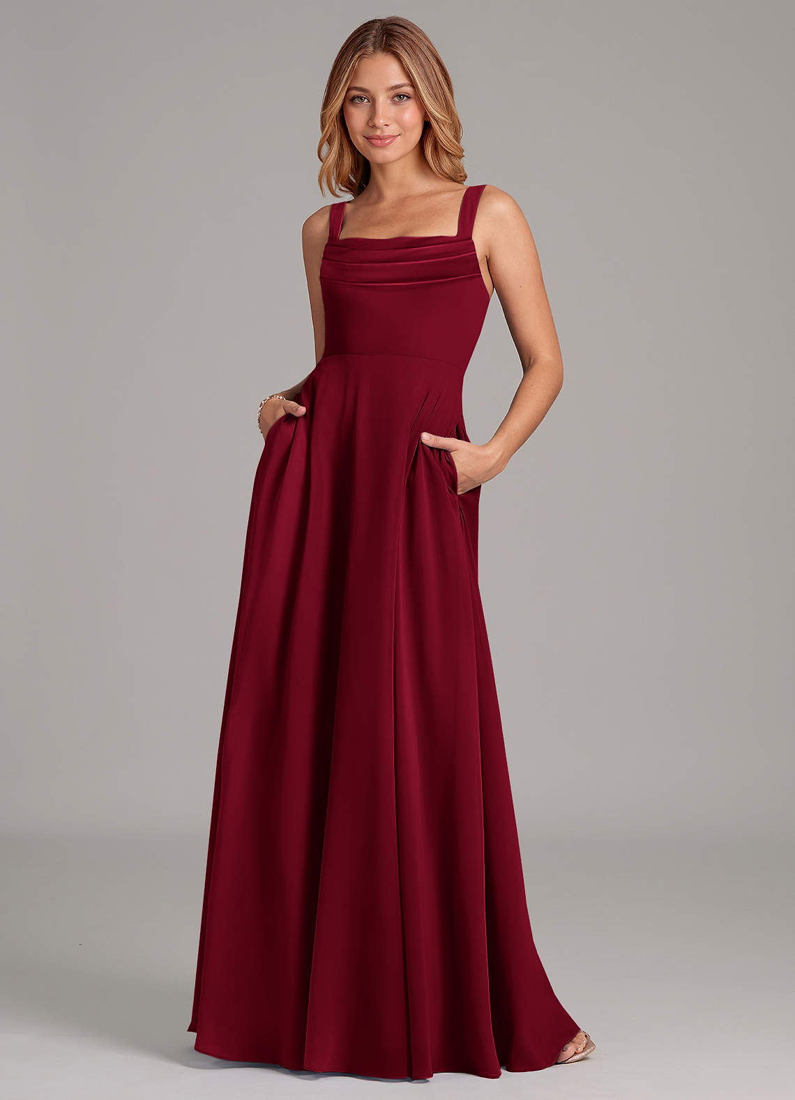 elyessen Shaude Sky Blue A-Line Pleated Chiffon Dress 6