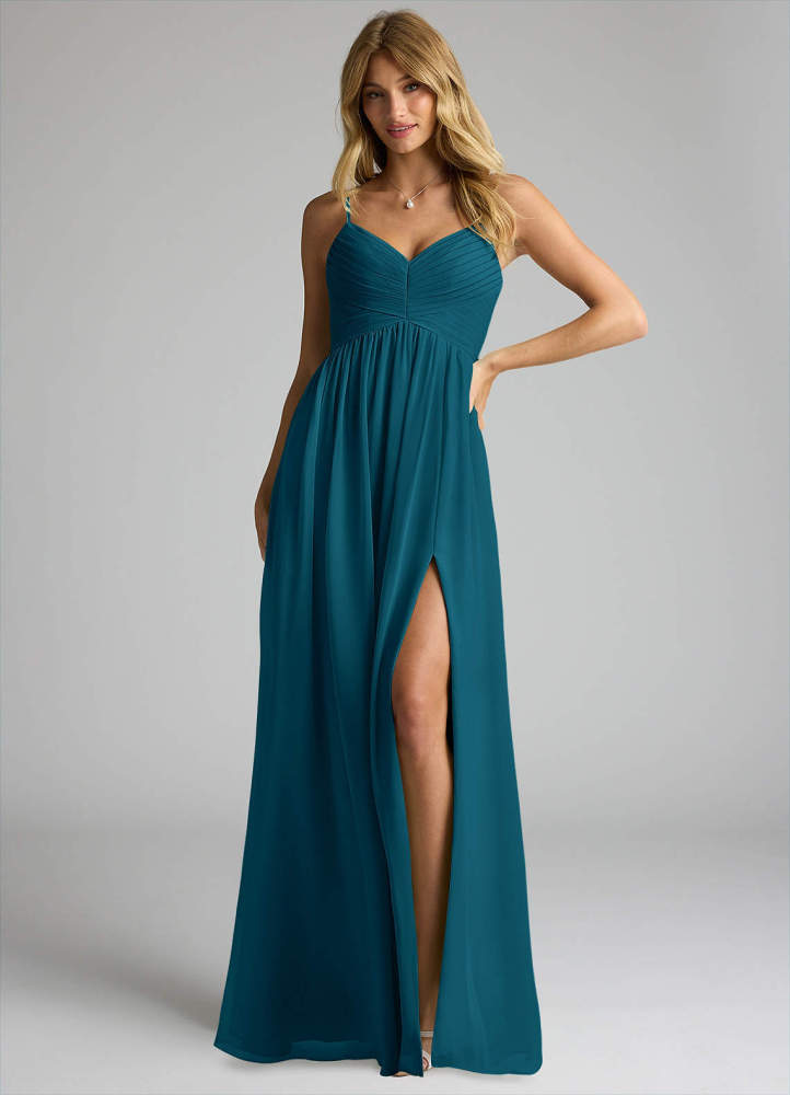 elyessen Alia Sky Blue A-Line Pleated Chiffon Dress 3