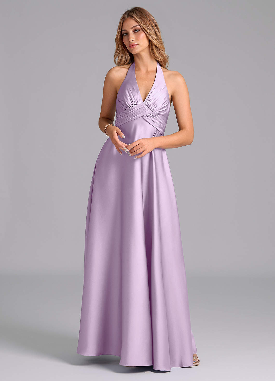 elyessen Tessie Terracotta A-Line Pleated Stretch Satin Dress 4