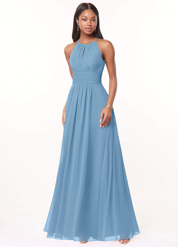 elyessen Bonnie Burgundy A-Line Keyhole Ruched Chiffon Dress 3