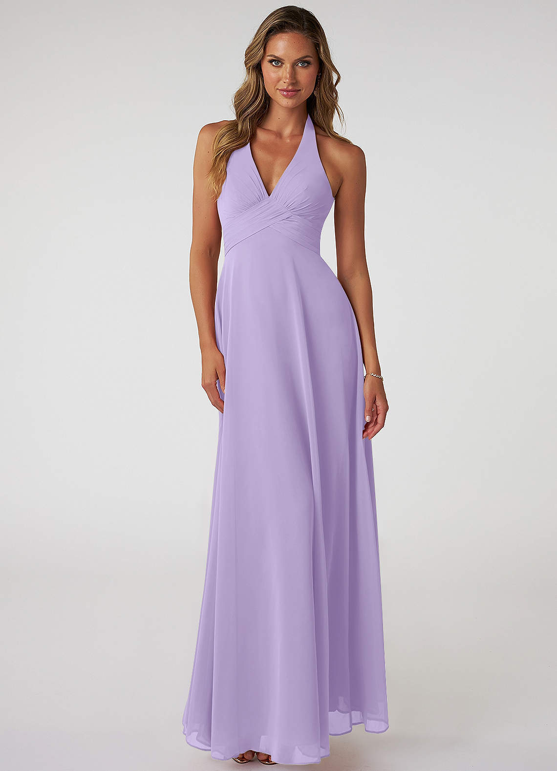 elyessen Tessie Sky Blue A-Line V-Neck Pleated Chiffon Dress 5
