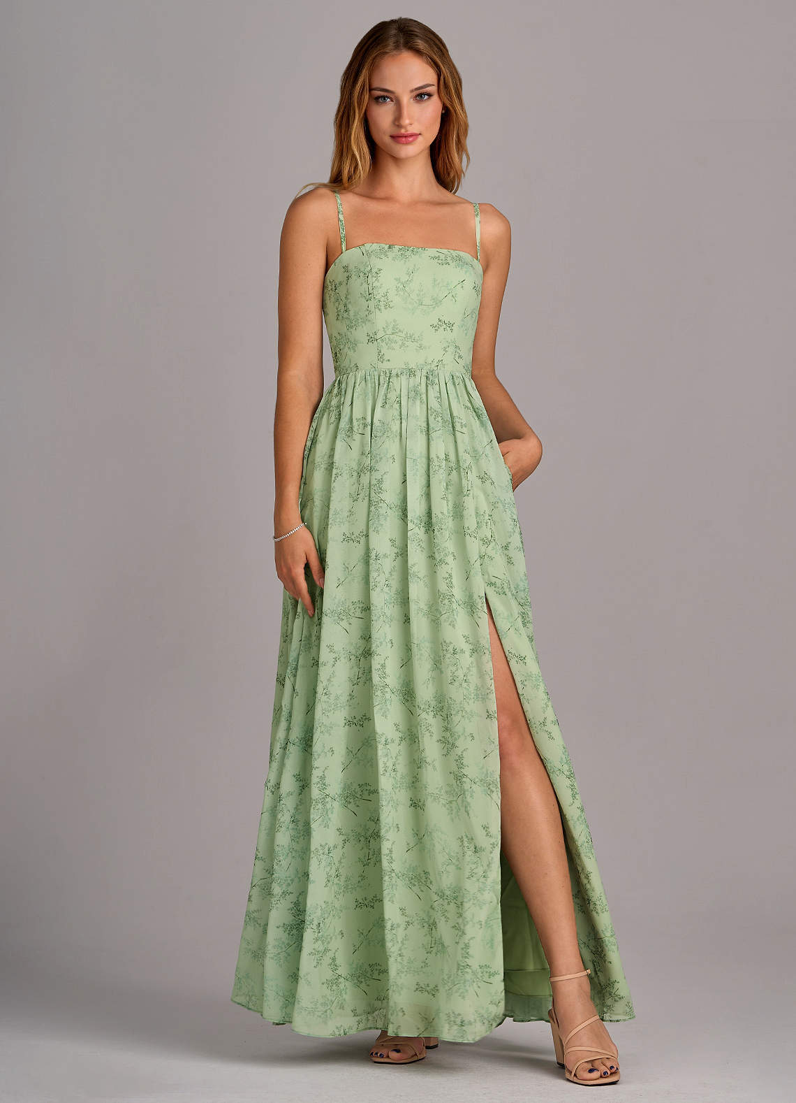 elyessen Calianna Dusty Blue A-Line Off the Shoulder Chiffon Convertible Dress 8