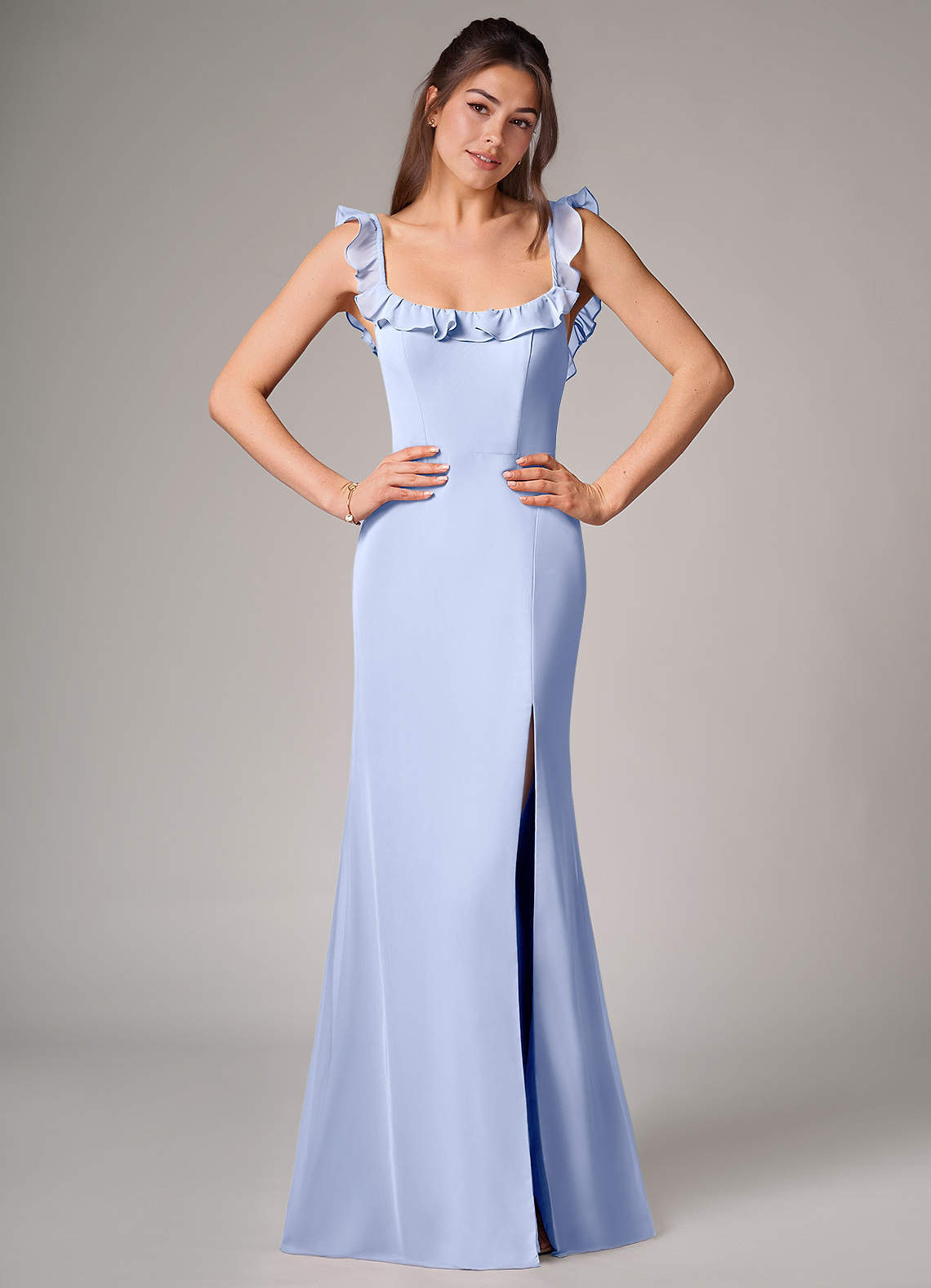 elyessen Callie Sky Blue Mermaid Side Slit Chiffon Convertible Dress 2