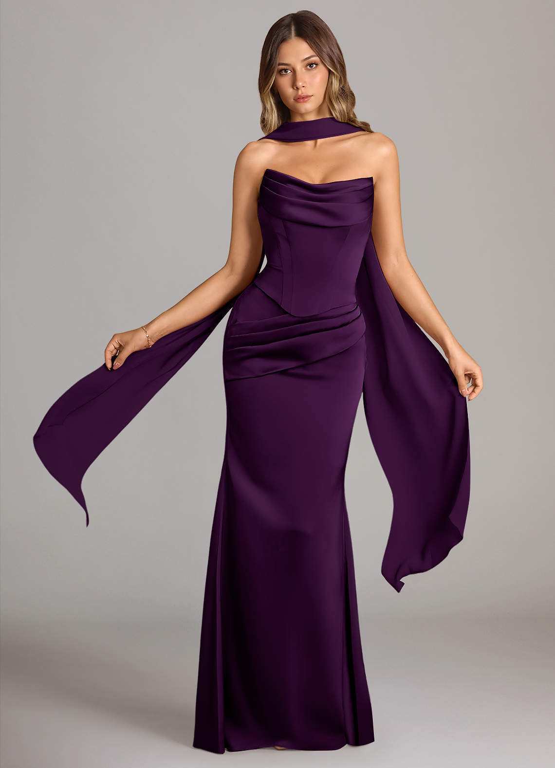 elyessen Sorrel Black Mermaid Strapless Stretch Satin Convertible Dress 5