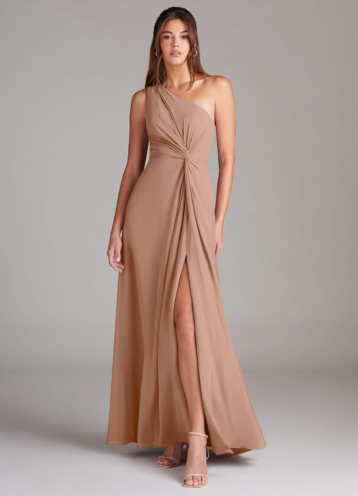 elyessen Brooke Sky Blue A-Line One Shoulder Chiffon Dress 8