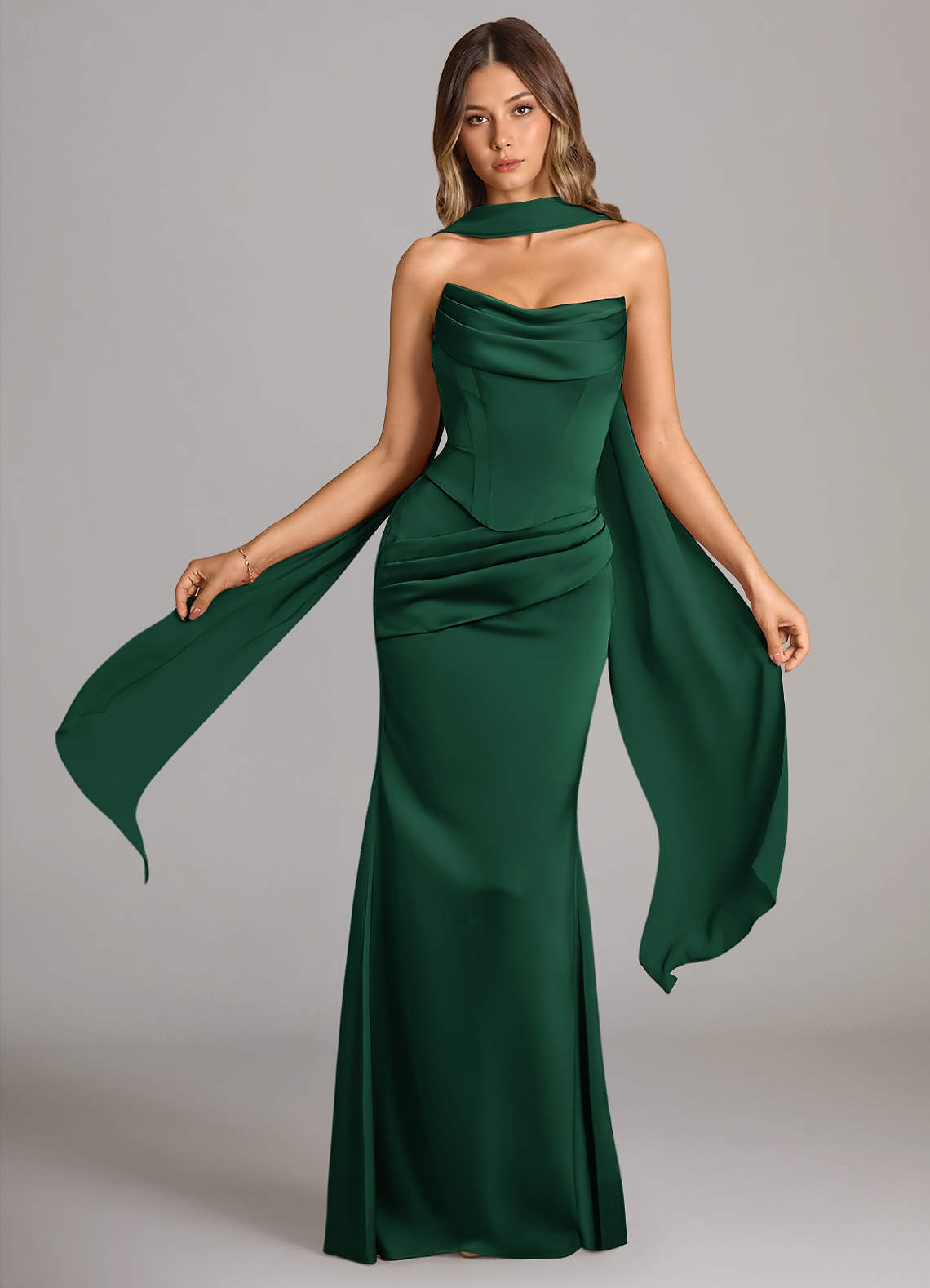 elyessen Sorrel Black Mermaid Strapless Stretch Satin Convertible Dress 2