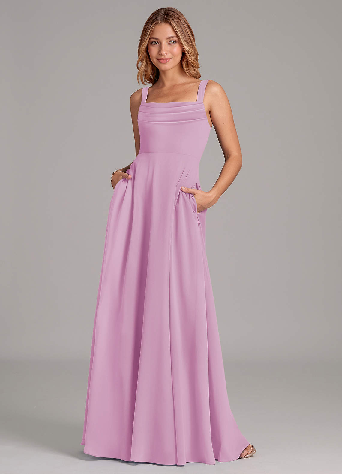 elyessen Shaude Sky Blue A-Line Pleated Chiffon Dress 4