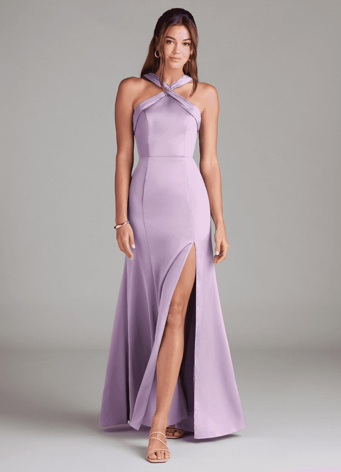 elyessen Rue Sky Blue Mermaid Pleated Stretch Satin Dress 4