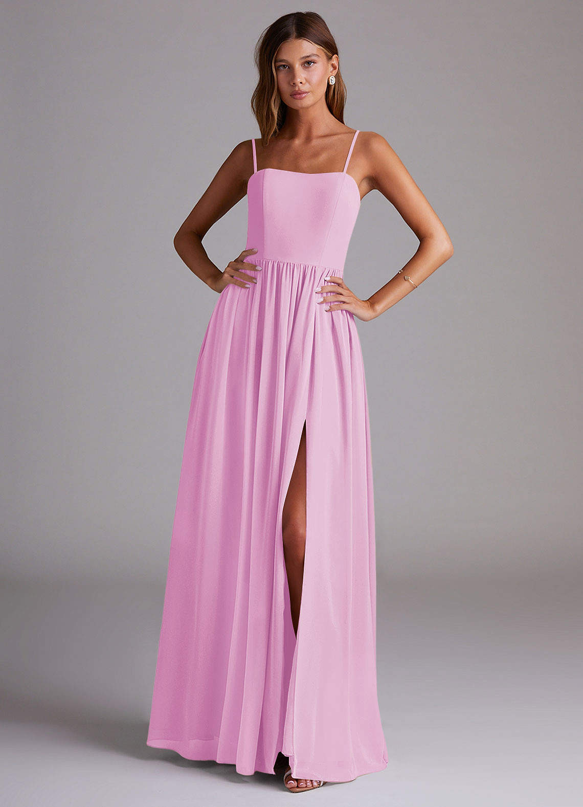 elyessen Calianna Dusty Blue A-Line Off the Shoulder Chiffon Convertible Dress 4