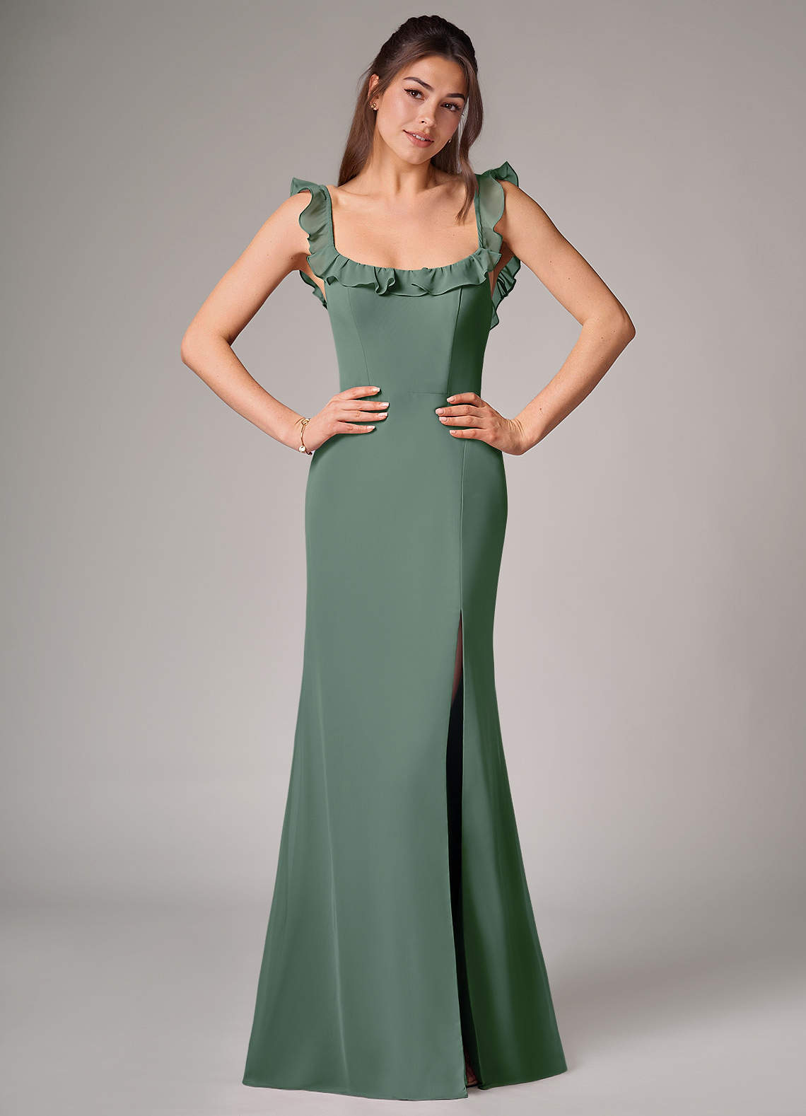 elyessen Callie Sky Blue Mermaid Side Slit Chiffon Convertible Dress 1