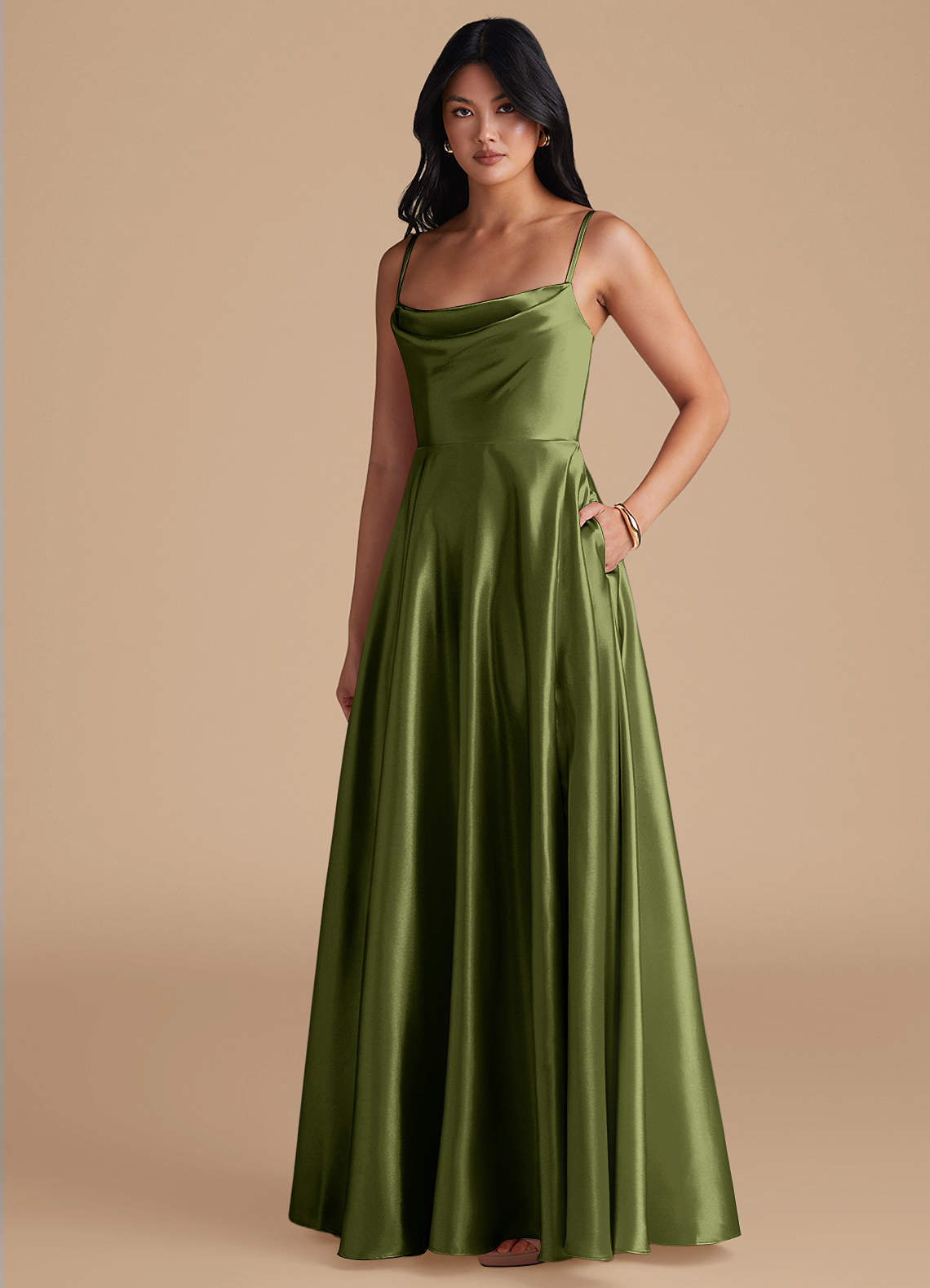 elyessen Elle Black A-Line with Pockets Metallic Satin Dress 1
