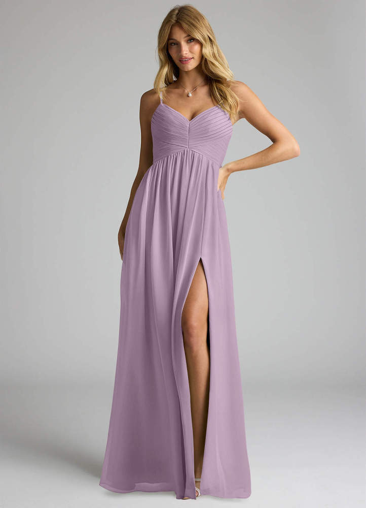 elyessen Alia Sky Blue A-Line Pleated Chiffon Dress 4