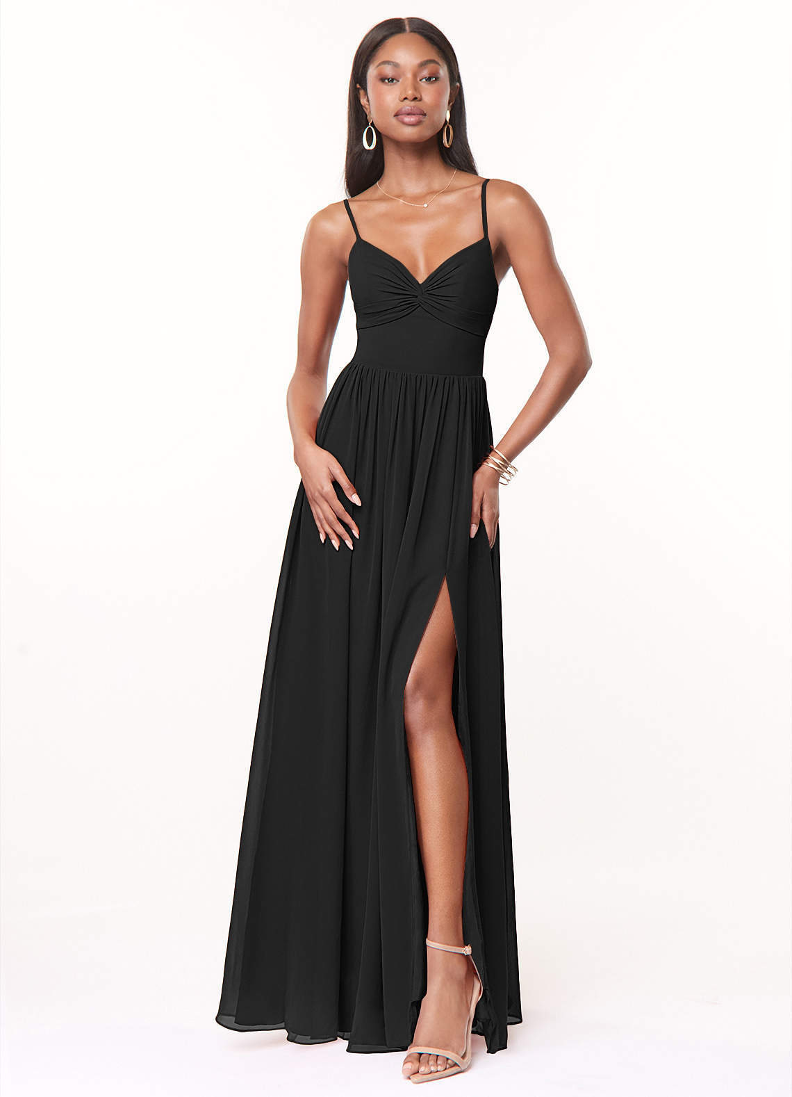 elyessen Zeya Dusty Blue A-Line V-Neck Pleated Chiffon Dress 8