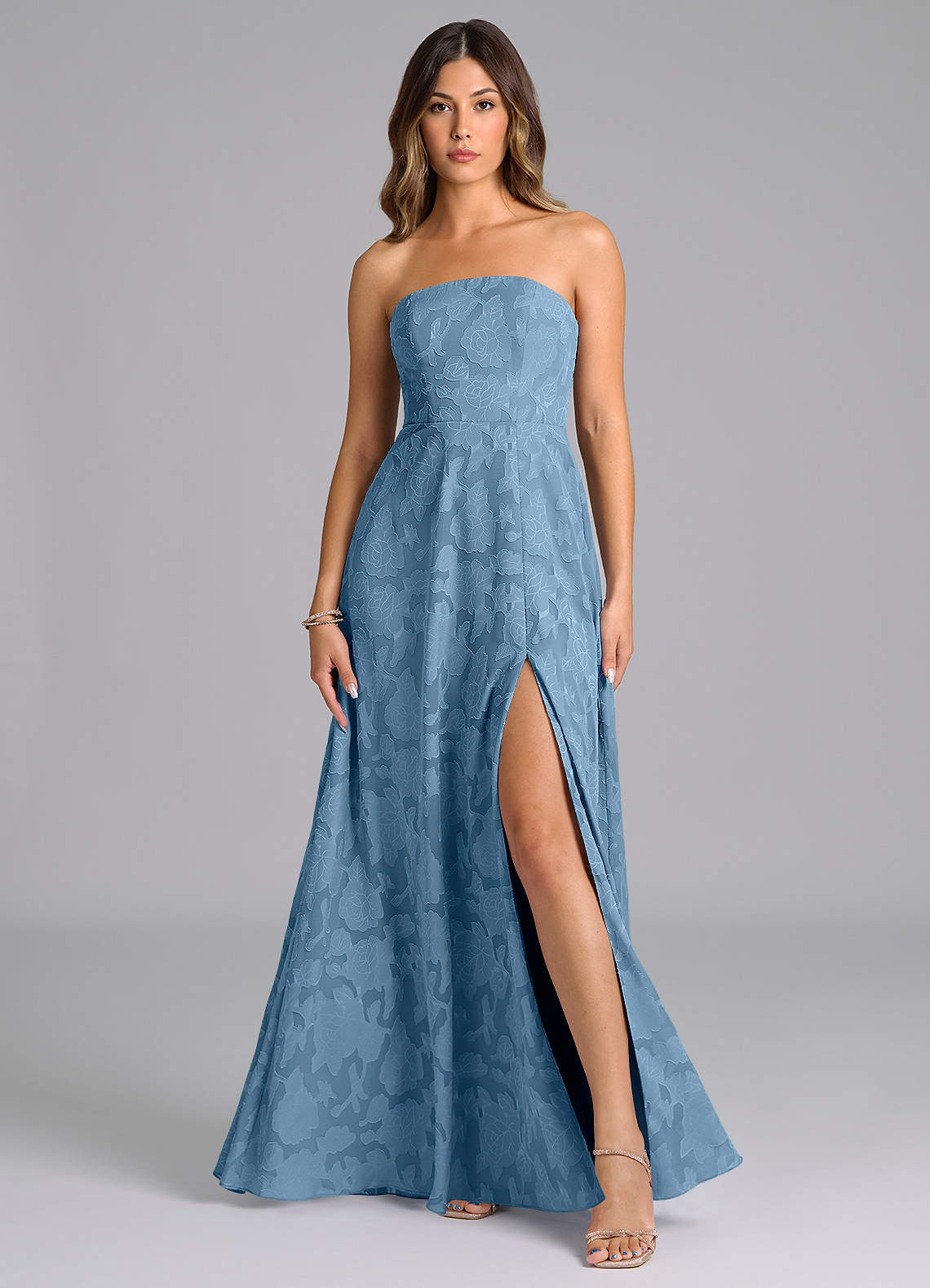 elyessen Wren Dusty Sage A-Line Strapless Floral Burnout Dress 2