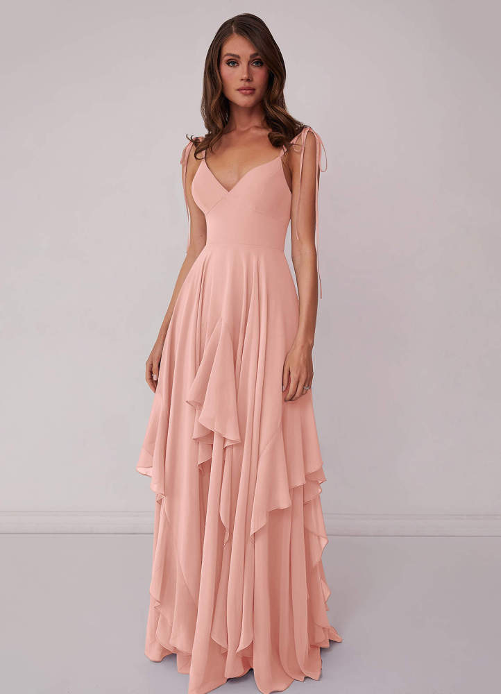 Agave A-Line Bow Chiffon Dress Moss Green 3