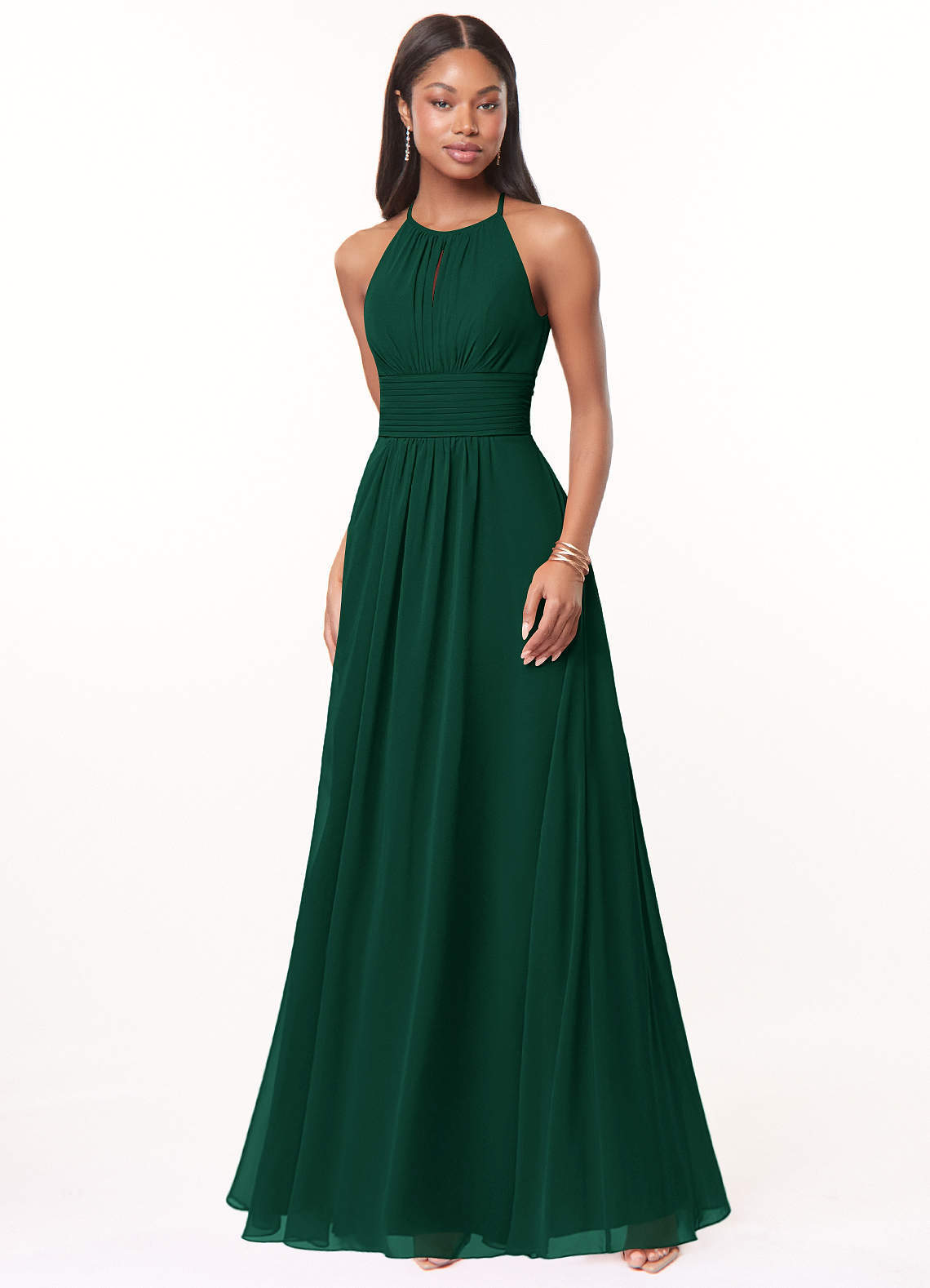 elyessen Bonnie Burgundy A-Line Keyhole Ruched Chiffon Dress 2