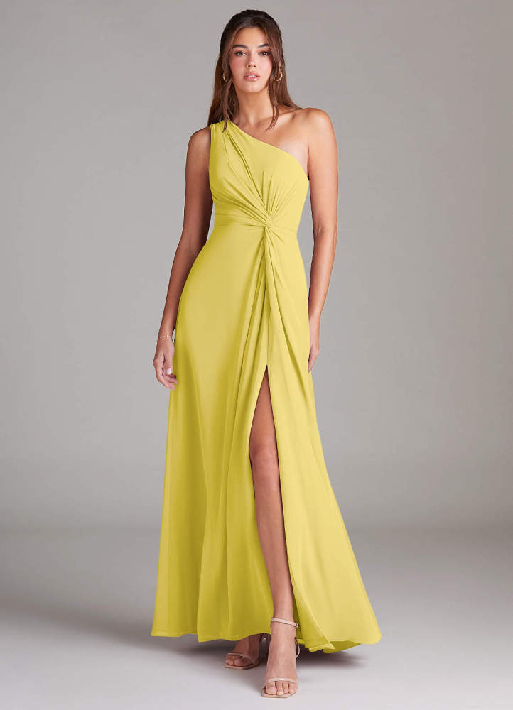 elyessen Brooke Sky Blue A-Line One Shoulder Chiffon Dress 7