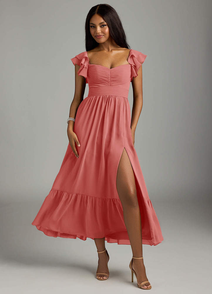 elyessen Anaya Blue Vintage Floral A-Line Sweetheart Neckline Chiffon Dress 4