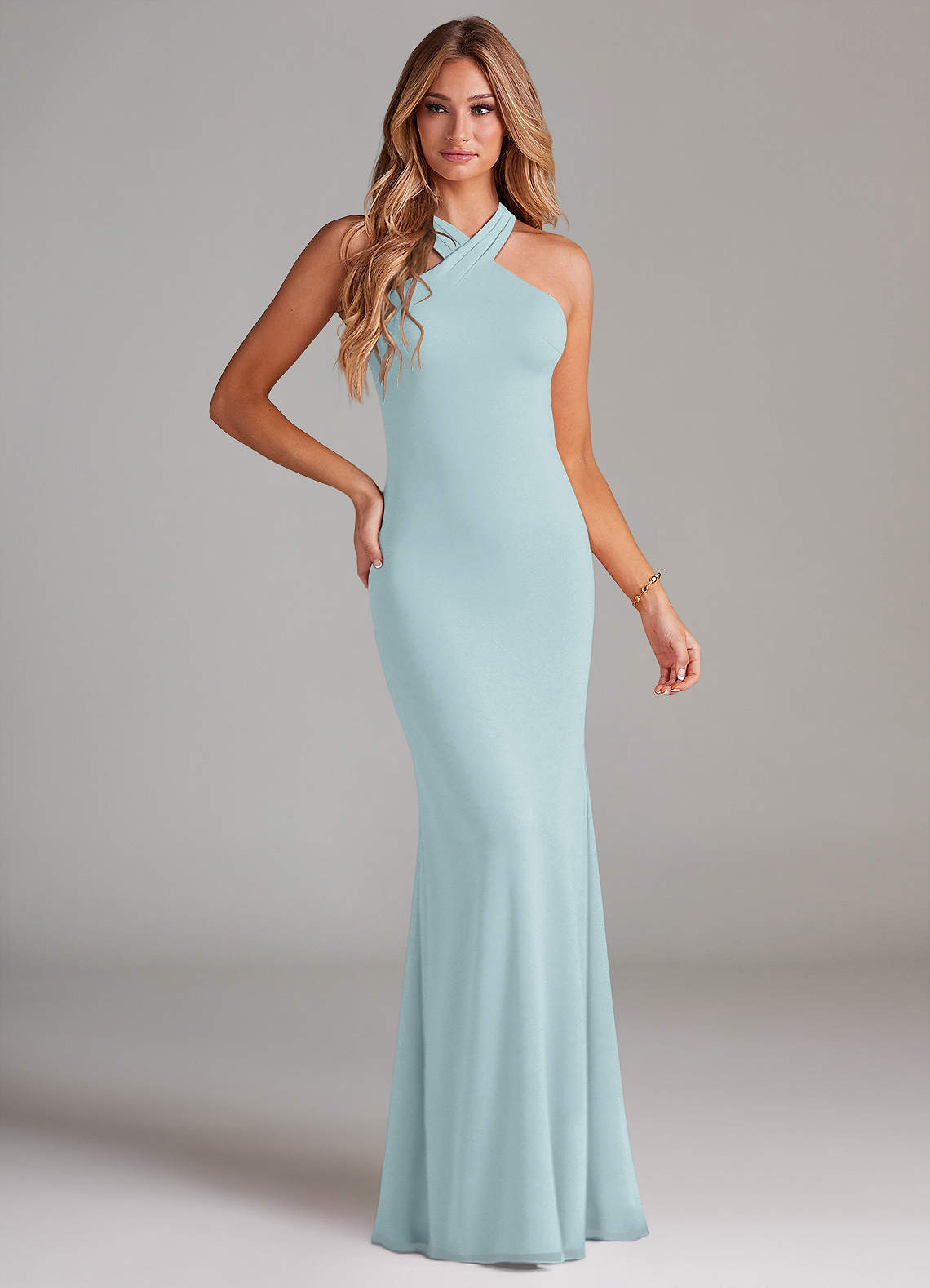 elyessen Doretta Sky Blue Mermaid Pleated Chiffon Dress 2