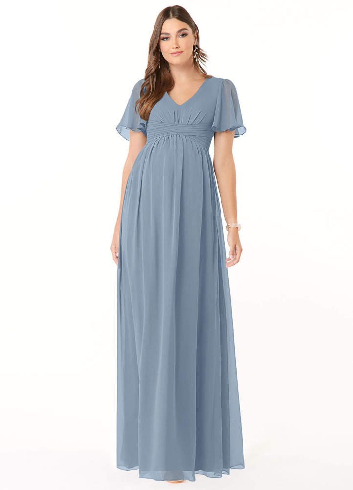 elyessen Verna A-Line V-Neck Ruched Chiffon Floor-Length Dress Cabernet 3