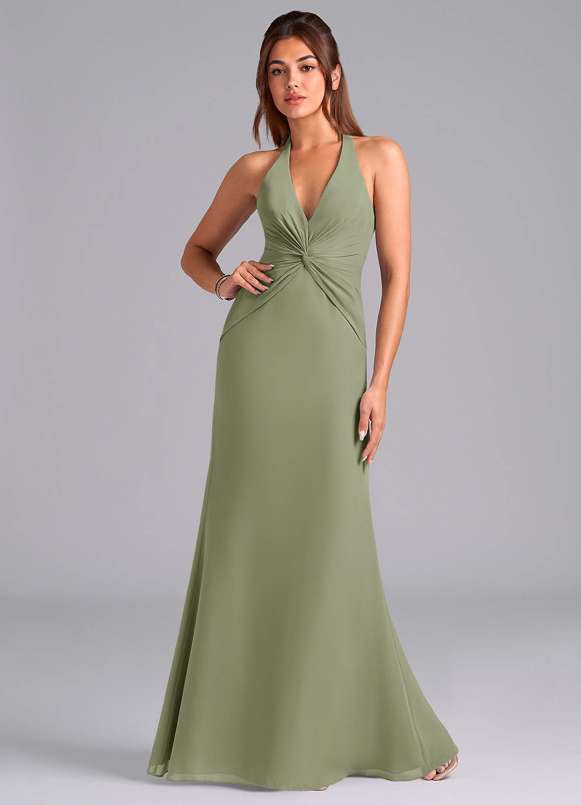 elyessen Valerie Sky Blue Mermaid Pleated Chiffon Dress 1