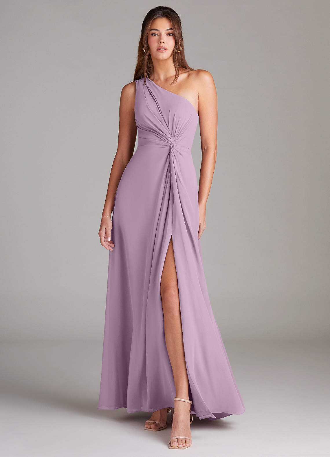 elyessen Brooke Sky Blue A-Line One Shoulder Chiffon Dress 5