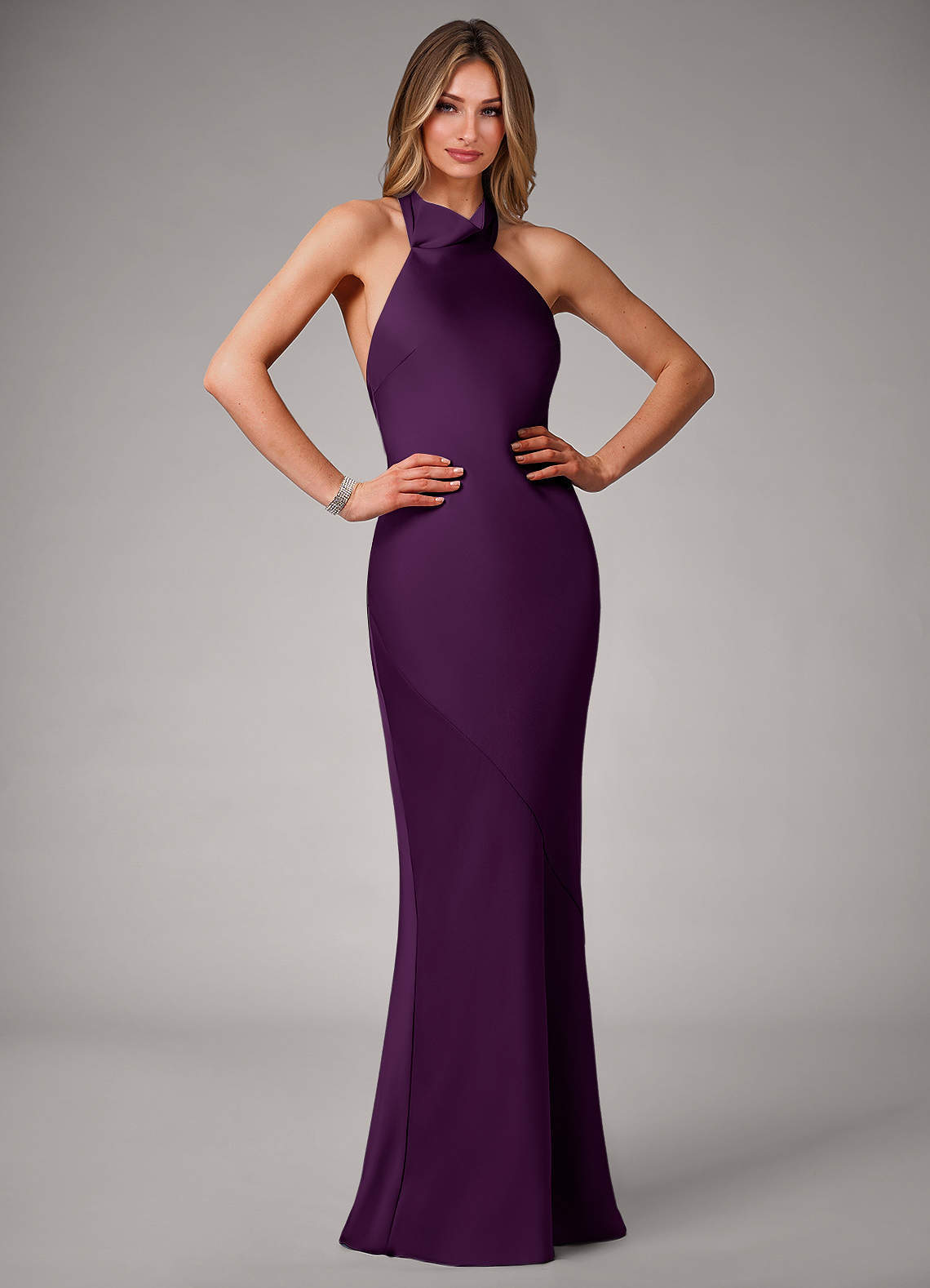 elyessen Velli Black Mermaid High Neck Stretch Satin Dress 5