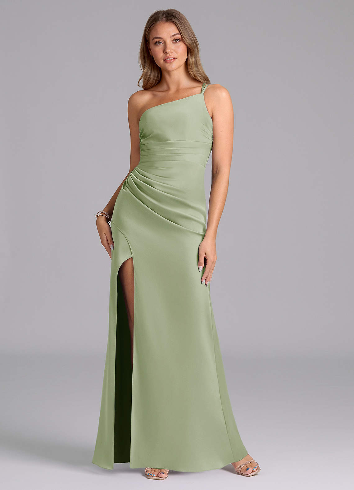 elyessen Eren Black Mermaid One Shoulder Stretch Satin Dress 1