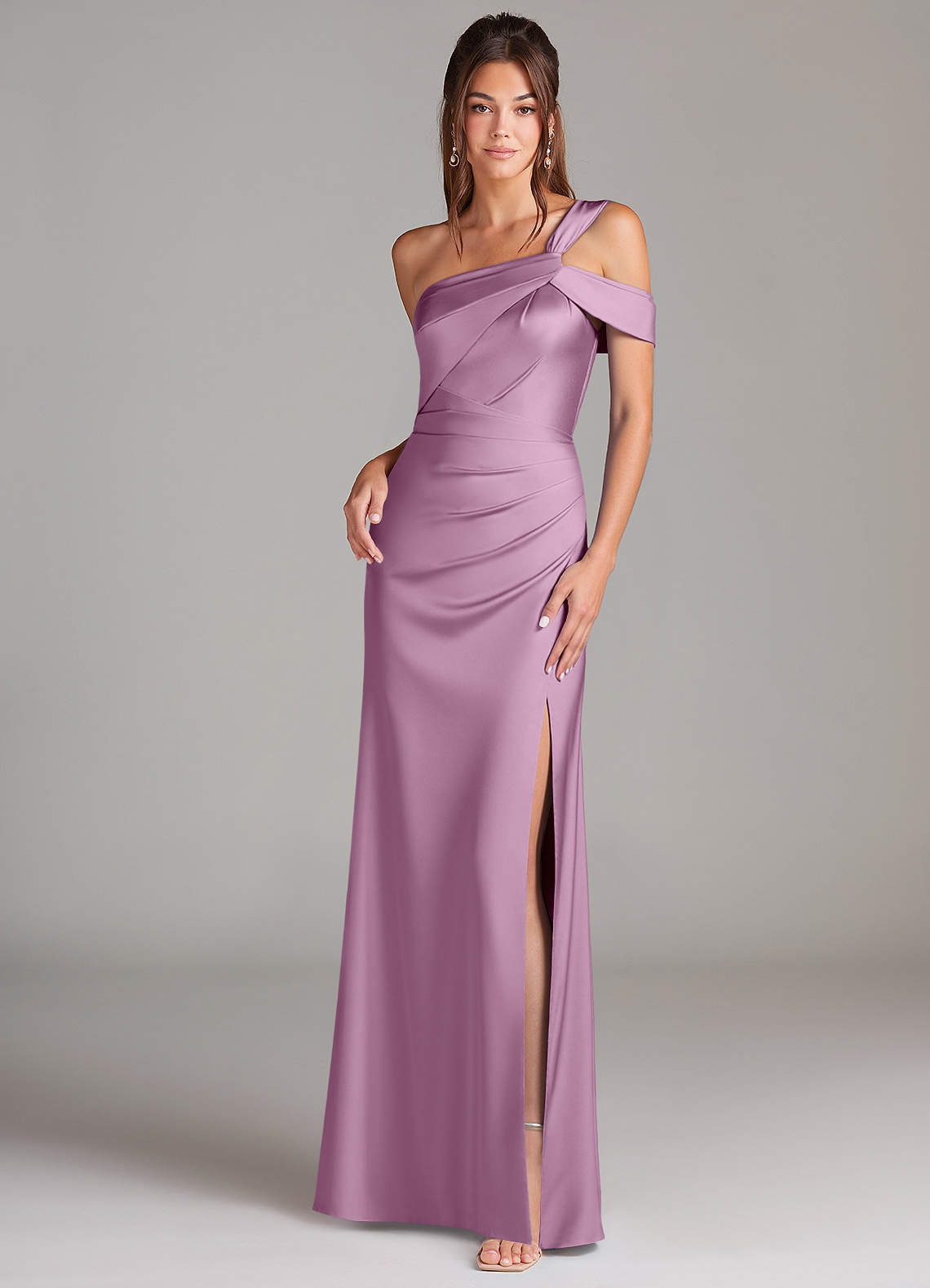 elyessen Wynter Black Sheath One Shoulder Stretch Satin Dress 4