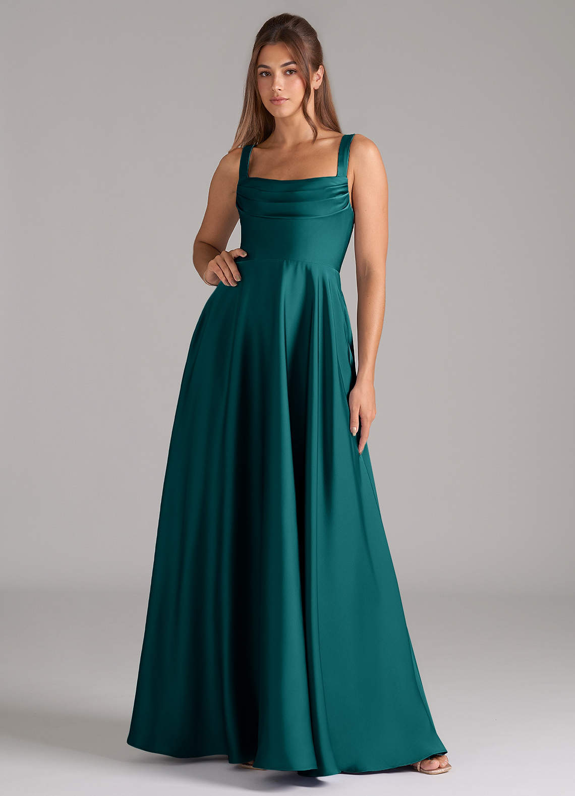elyessen Shaude Black A-Line Pleated Stretch Satin Dress 2