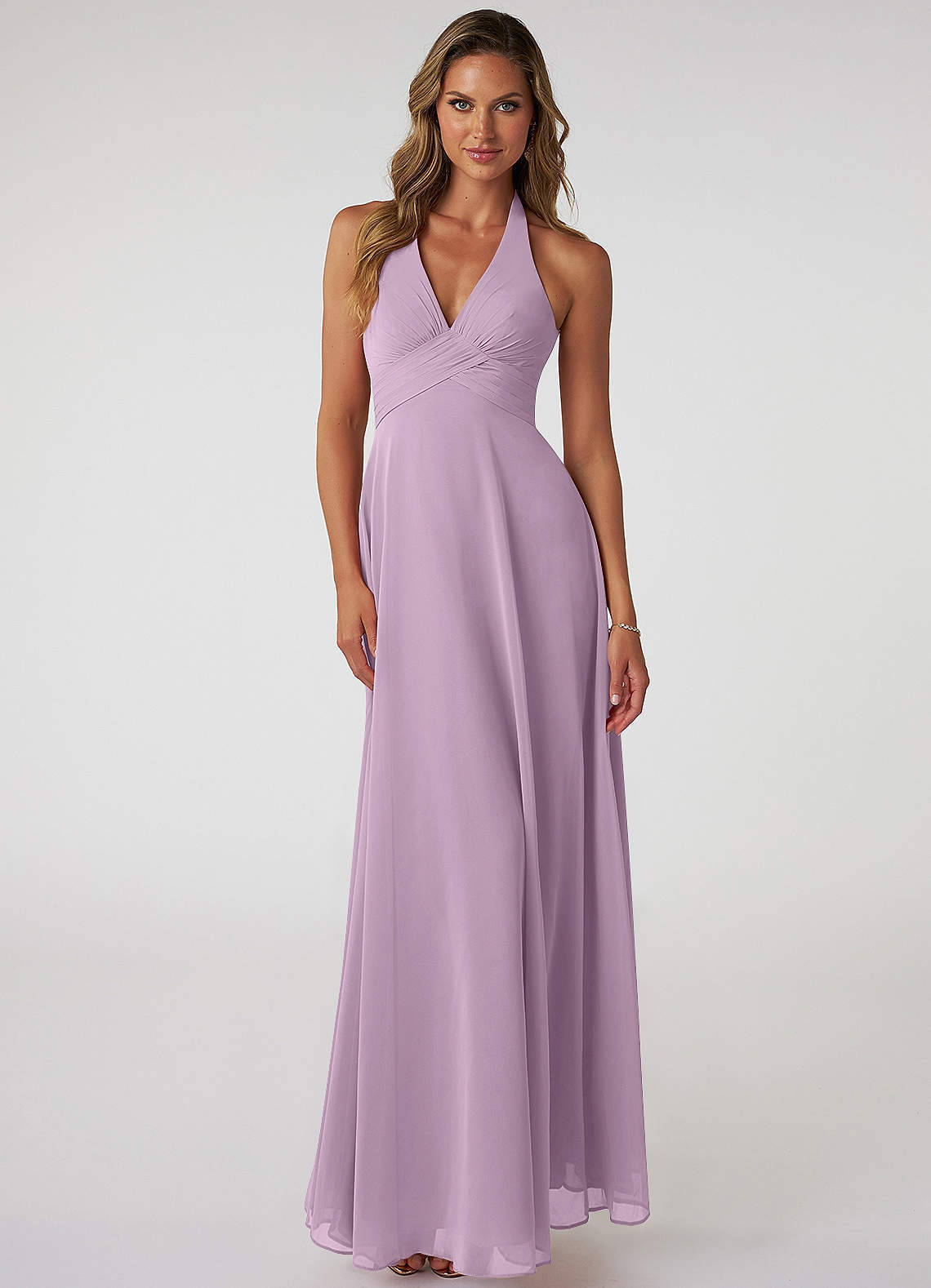 elyessen Tessie Sky Blue A-Line V-Neck Pleated Chiffon Dress 5