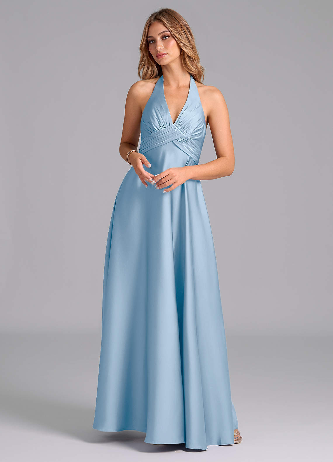 elyessen Tessie Terracotta A-Line Pleated Stretch Satin Dress 2