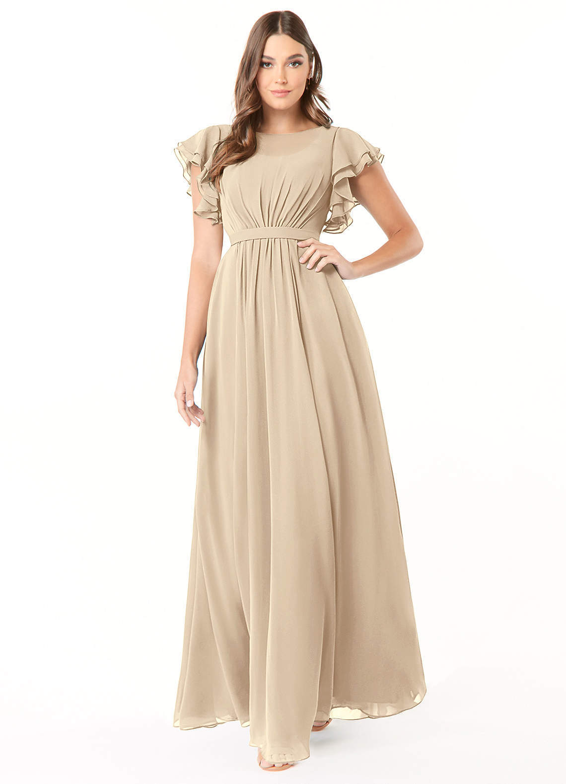 elyessen Daphne A-Line Ruffled Chiffon Floor-Length Dress Eucalyptus 7