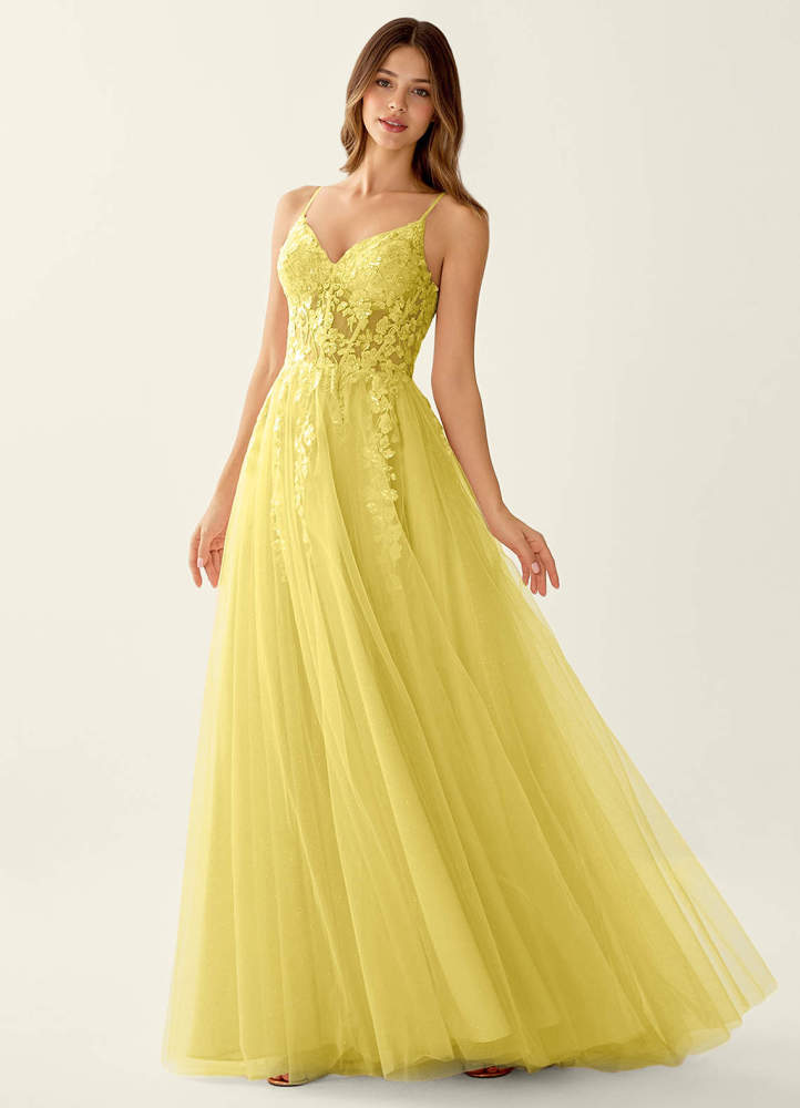 Mayami Pink Lace Sequin Embroidery Tulle Prom Dress