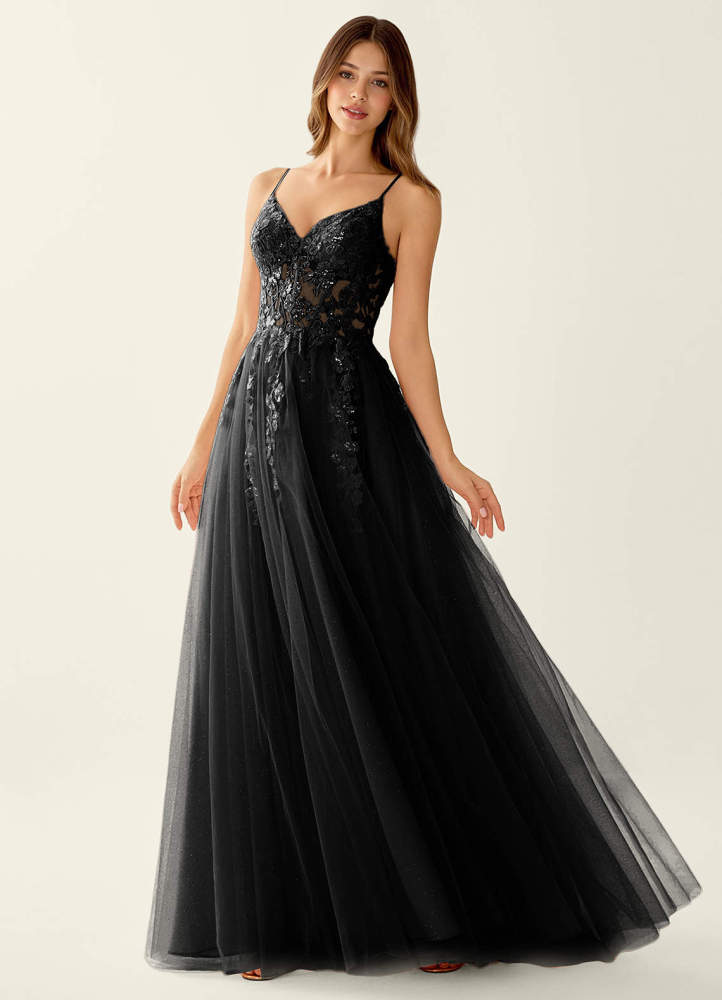Mayami Pink Lace Sequin Embroidery Tulle Prom Dress