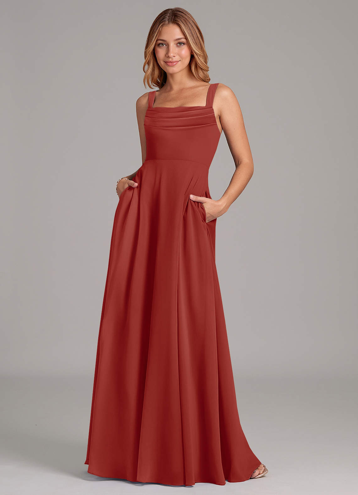 elyessen Shaude Sky Blue A-Line Pleated Chiffon Dress 6