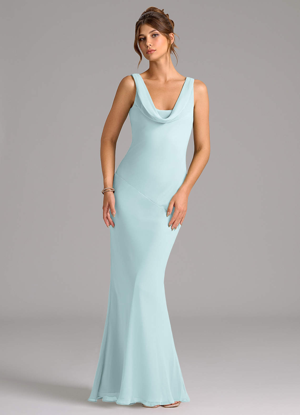 elyessen Rylina Sky Blue Mermaid Pleated Chiffon Dress 3