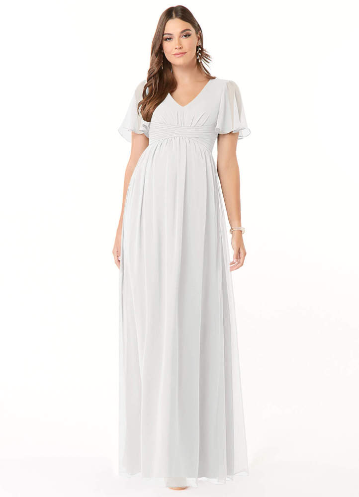 elyessen Verna A-Line V-Neck Ruched Chiffon Floor-Length Dress Cabernet 7