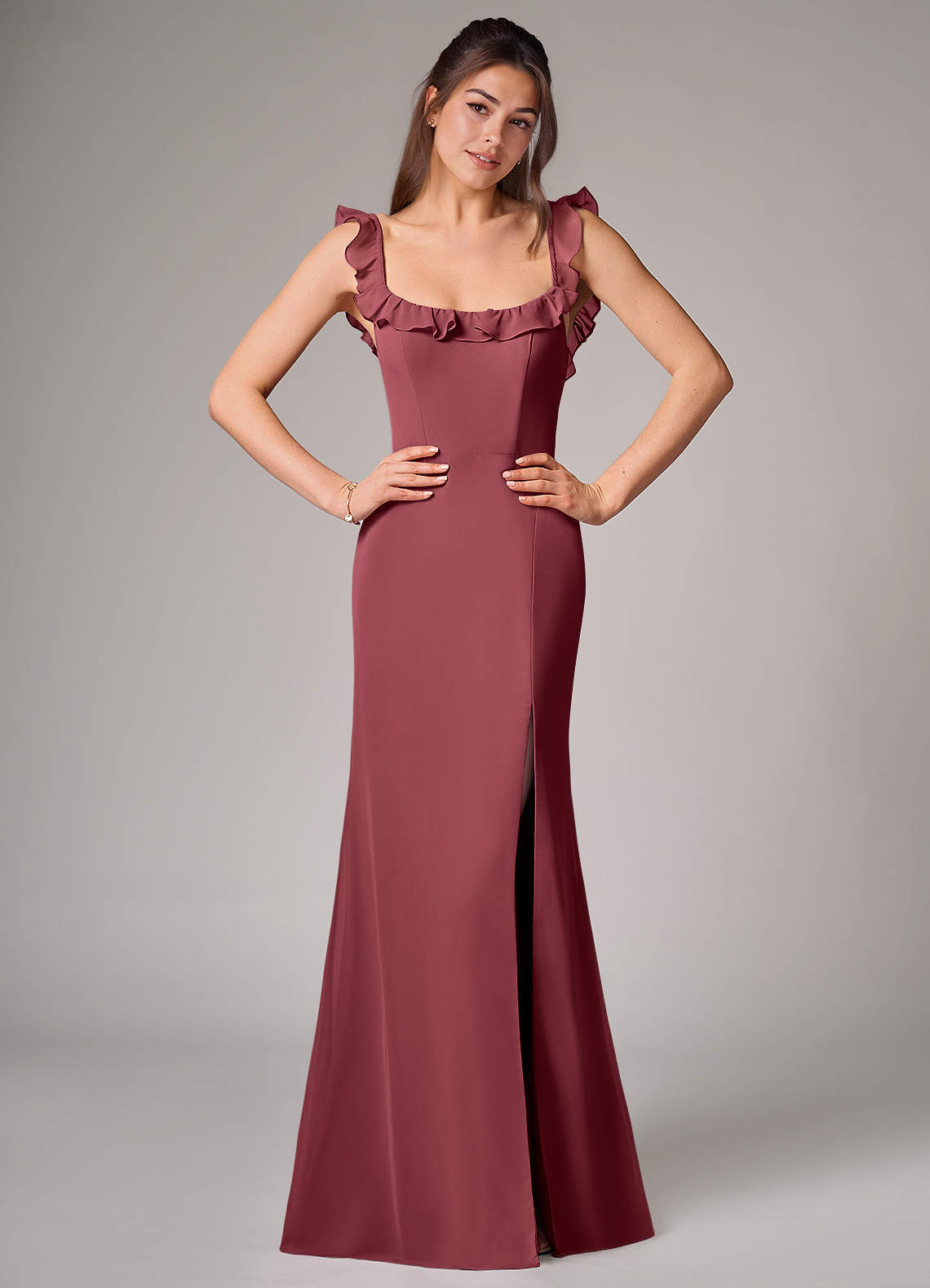 elyessen Callie Sky Blue Mermaid Side Slit Chiffon Convertible Dress 6