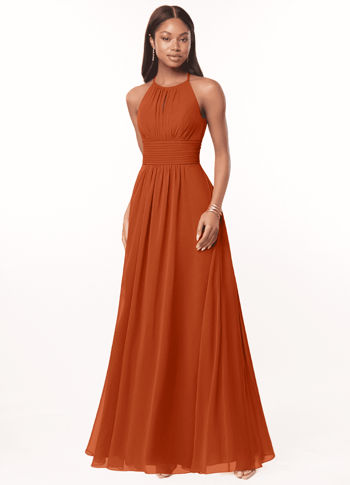 elyessen Bonnie Burgundy A-Line Keyhole Ruched Chiffon Dress 6